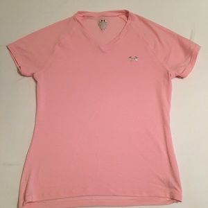 Pink under armor v-neck tee